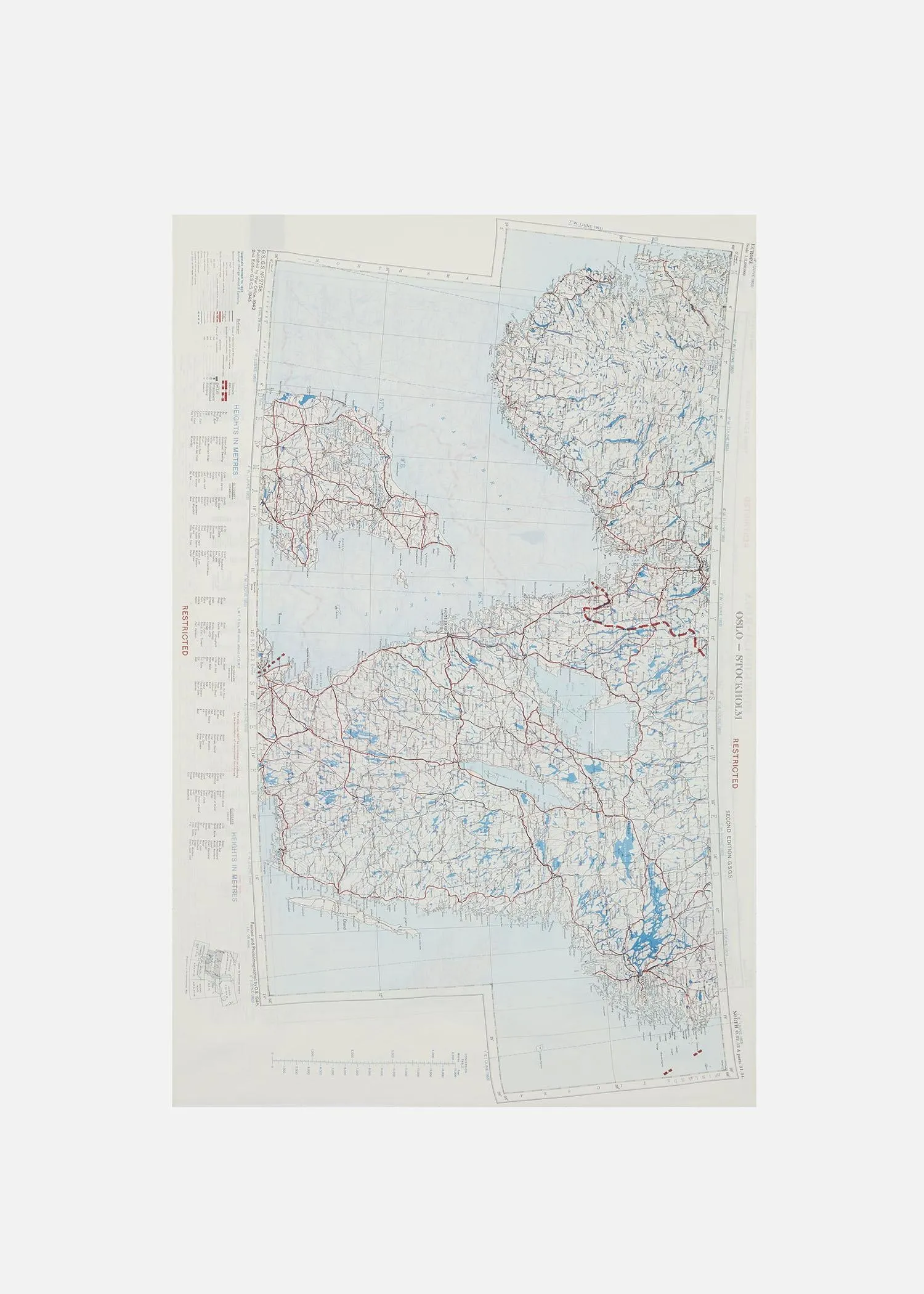 1950's SILK MAP SCARF, STOCKHOLM AERONAUTICAL MAPS