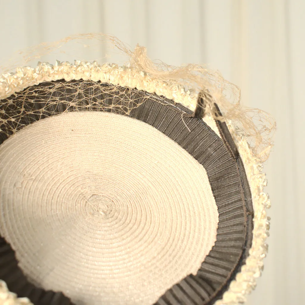 1950s Small Tan Feather Vintage Hat