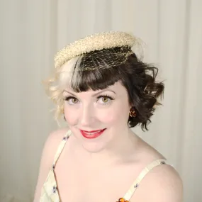 1950s Small Tan Feather Vintage Hat