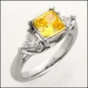 3 Stone 1.25 Canary Princess Triangle Cubic Zirconia Cz Ring