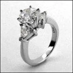 3 Stone 1.25 Diamond Color Round Center Triangles Cubic Zirconia Cz Ring