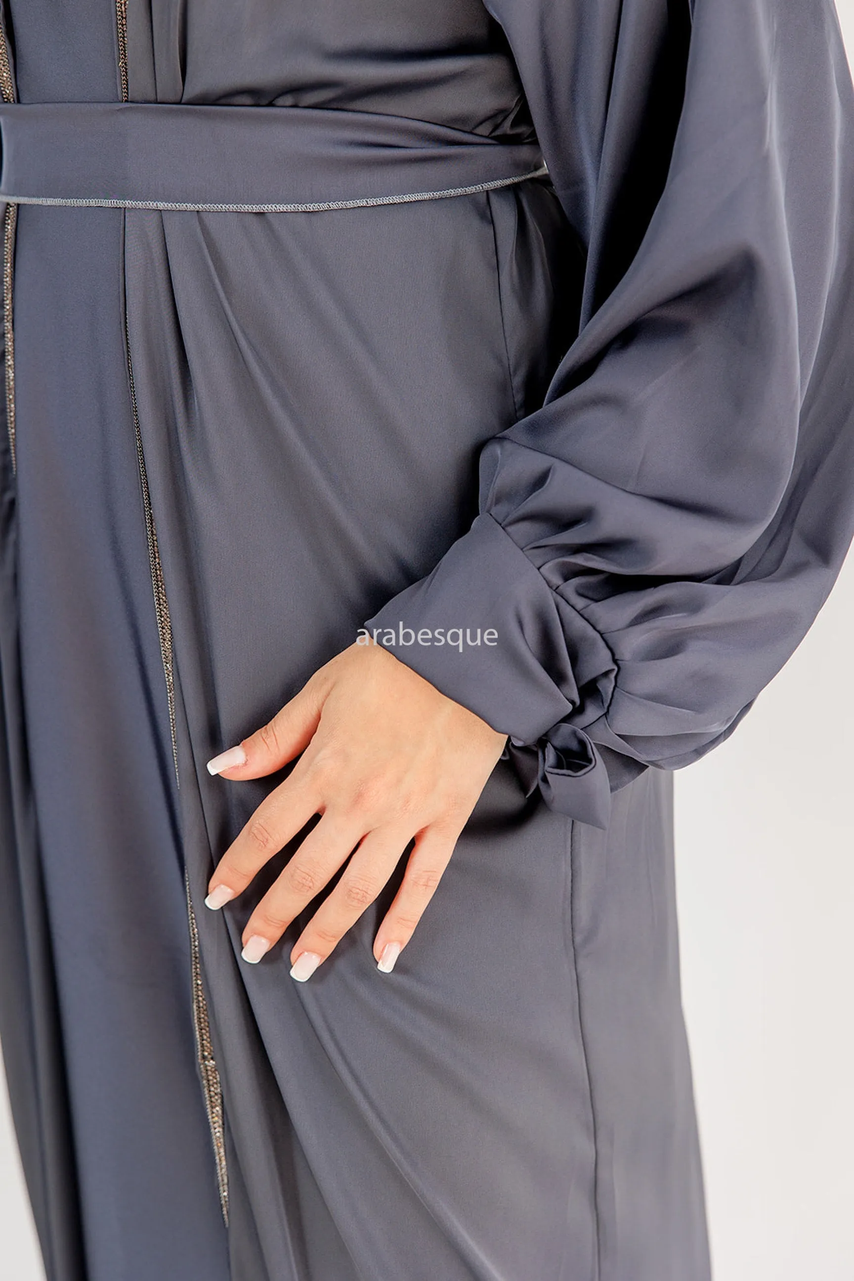 4 Piece Satin Open Abaya Set - 6 Colours