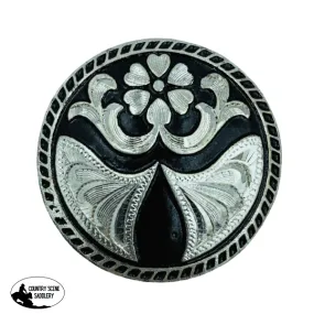 A8089 - Silver & Black Floral Concho Scarf Slide