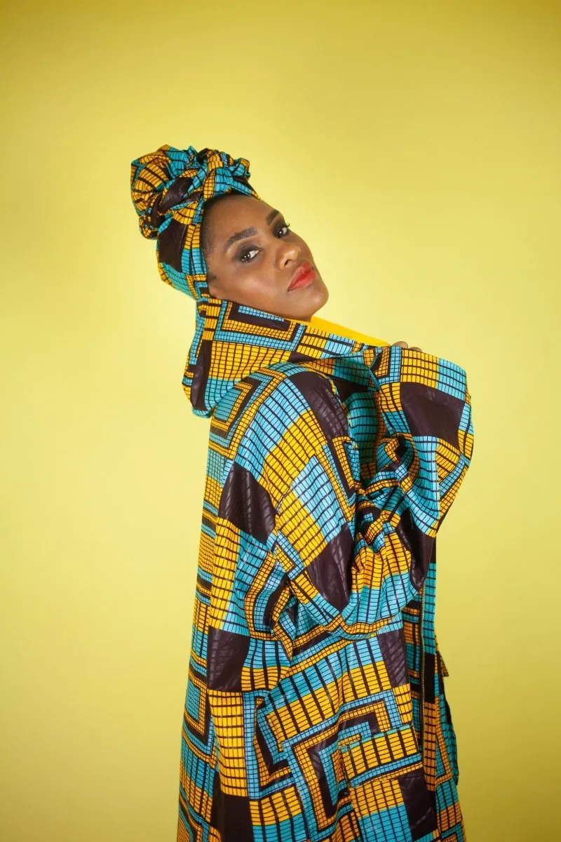 African Headwrap In Electric Blue Kente