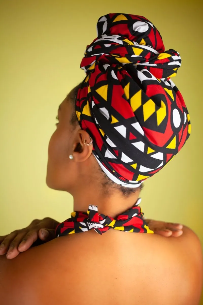 African Headwrap In Electric Red