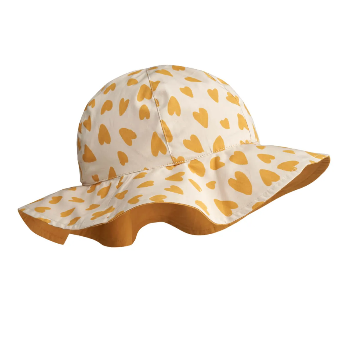 Amelia Reversible Sun Hat in Hearts Sandy / Yellow Mellow by Liewood