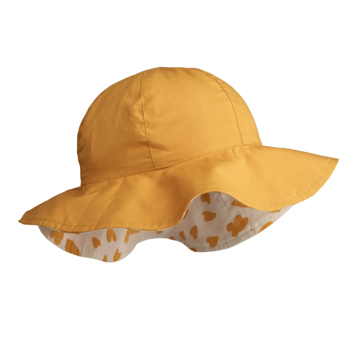 Amelia Reversible Sun Hat in Hearts Sandy / Yellow Mellow by Liewood