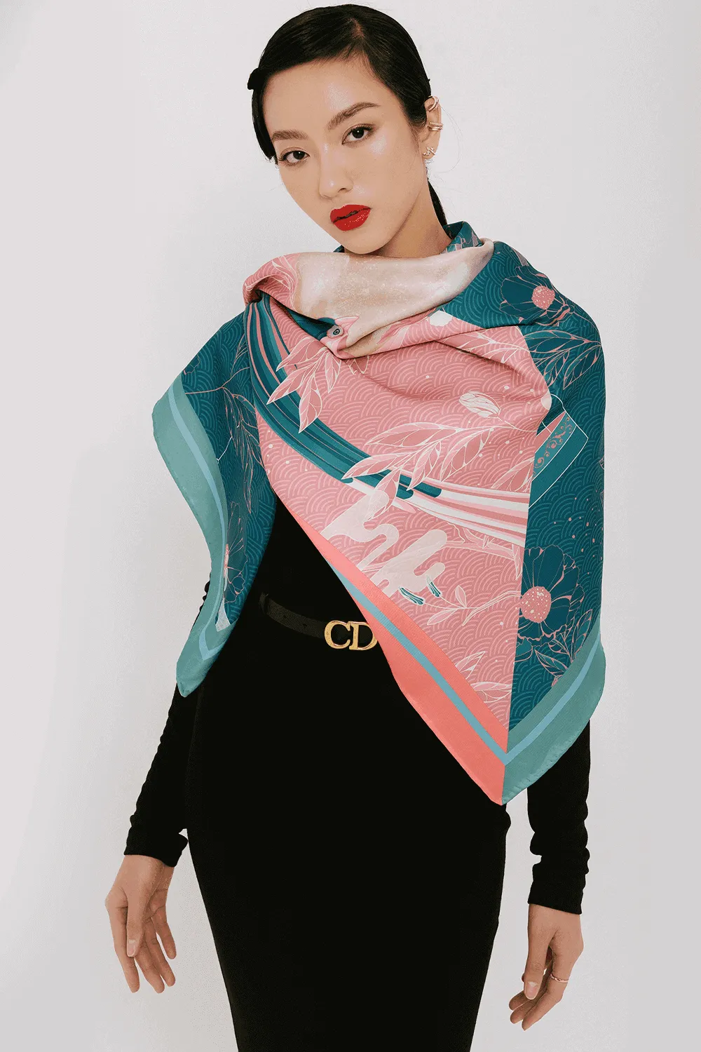 Amira Square Printed Pattern Silk Scarf