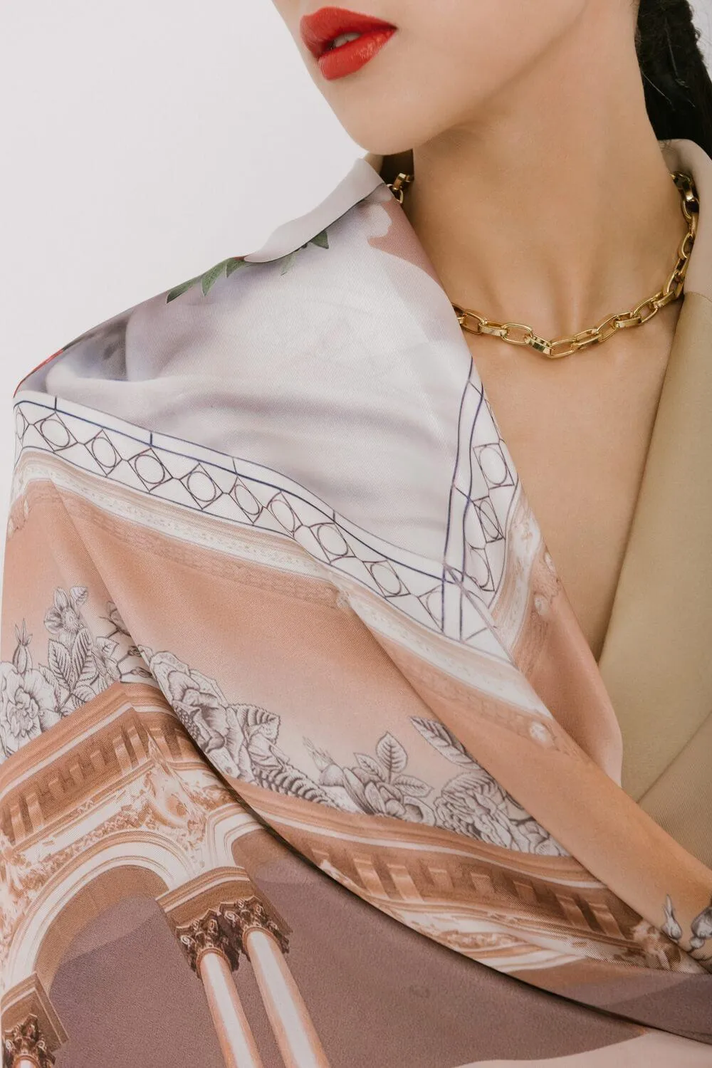 Amira Square Printed Pattern Silk Scarf