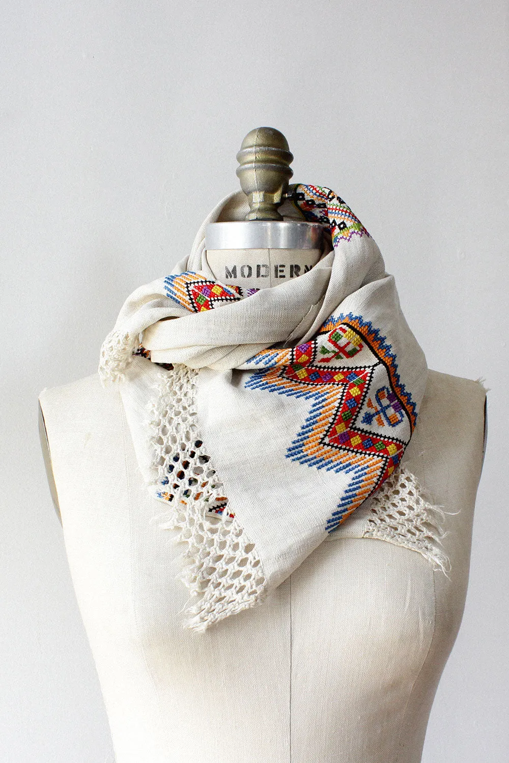 Ana Cross Stitch Embroidered Scarf