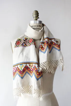 Ana Cross Stitch Embroidered Scarf