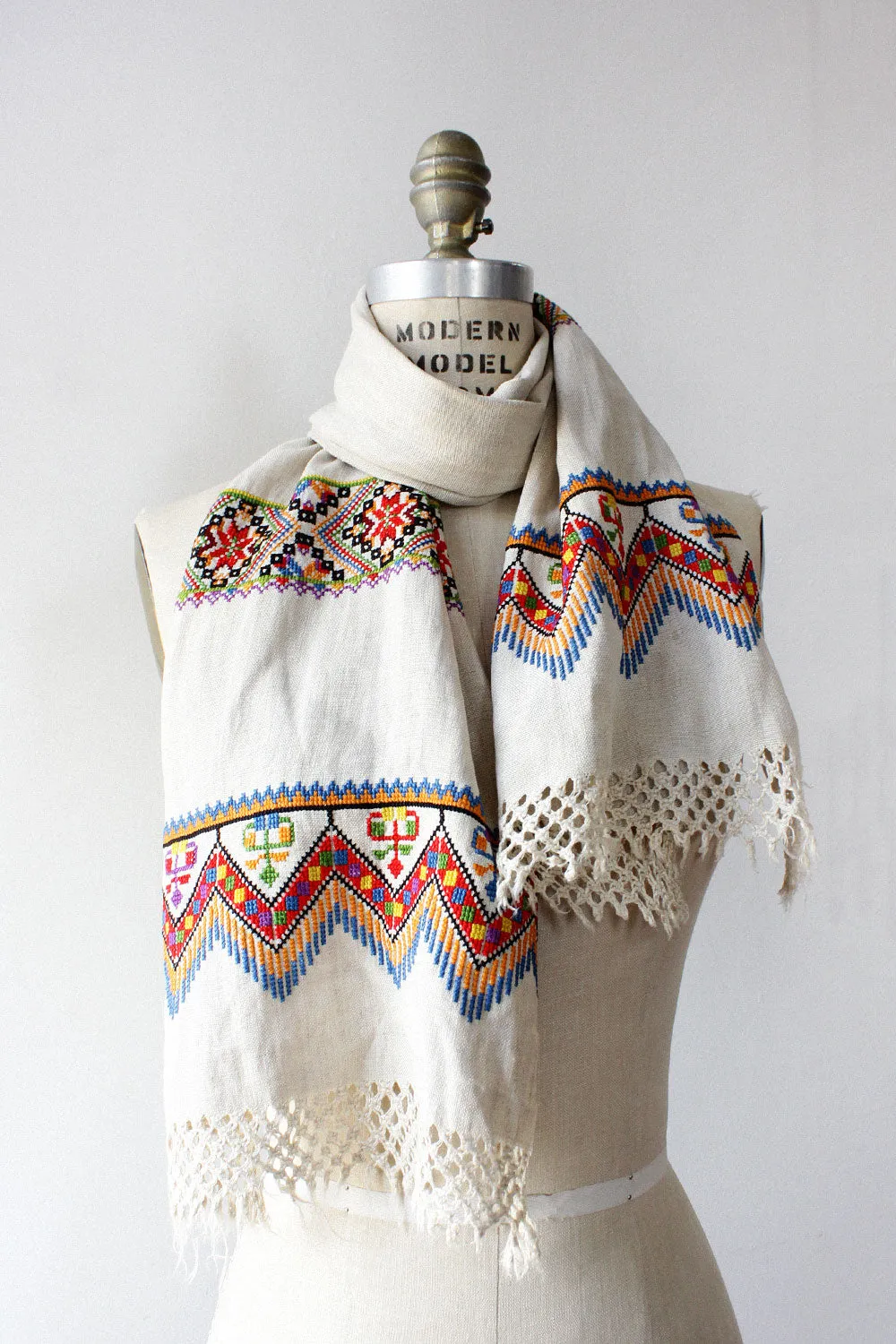 Ana Cross Stitch Embroidered Scarf