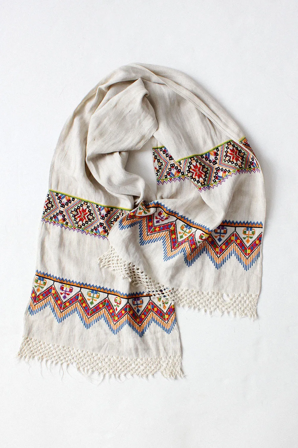 Ana Cross Stitch Embroidered Scarf