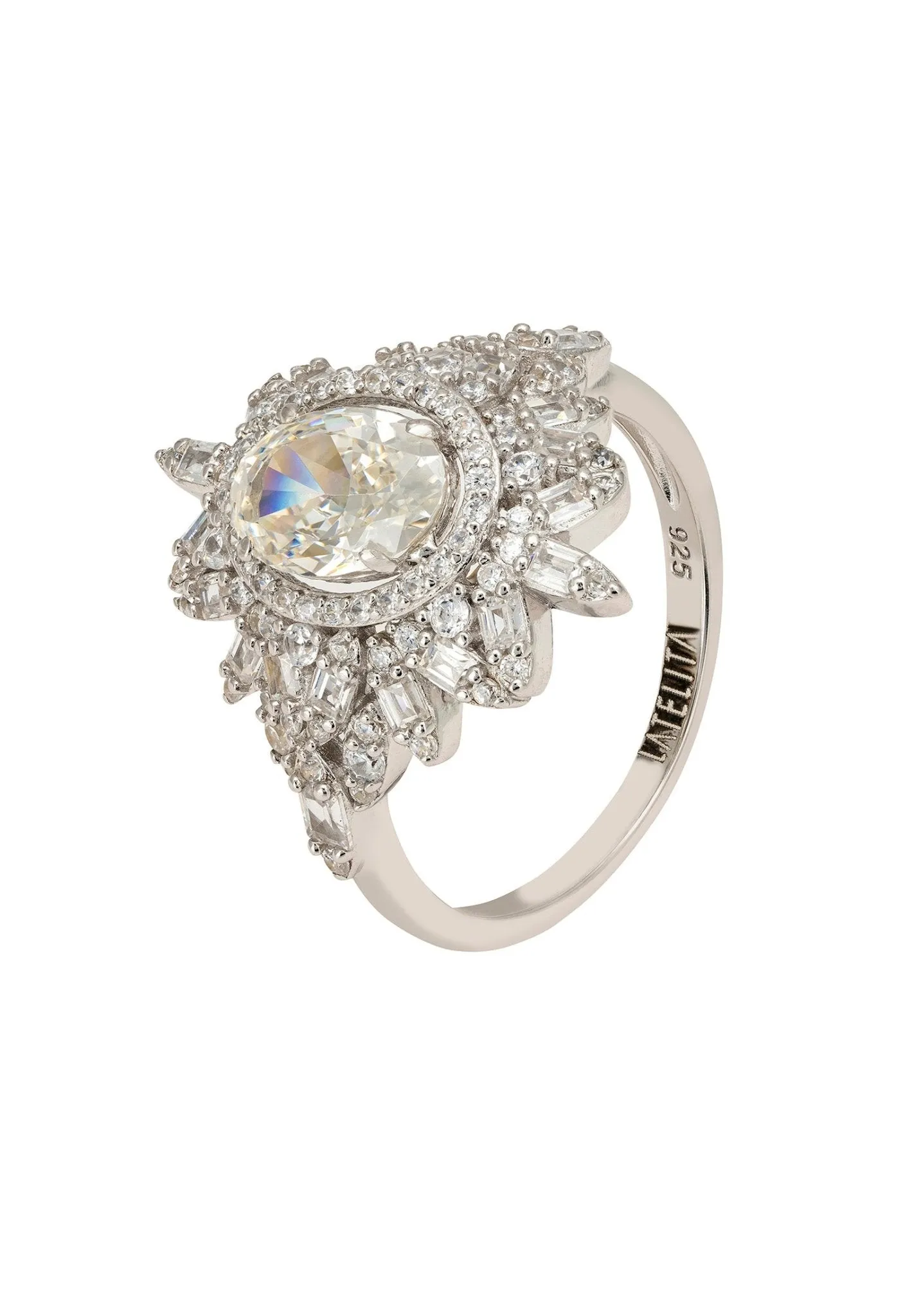 Arabesque Splendor Cocktail Ring Moissanite Silver