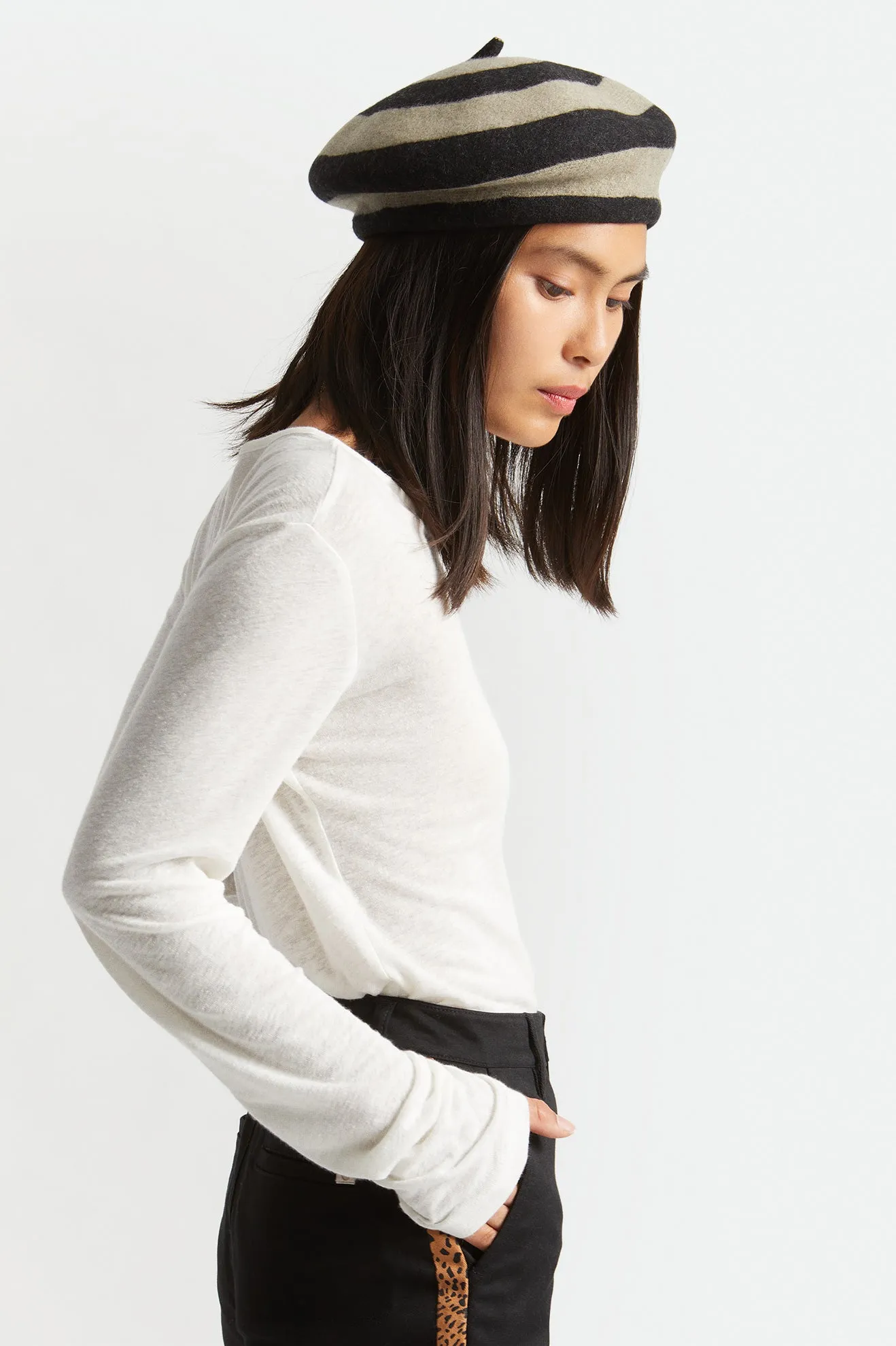 Audrey Beret - Twig/Black Stripe