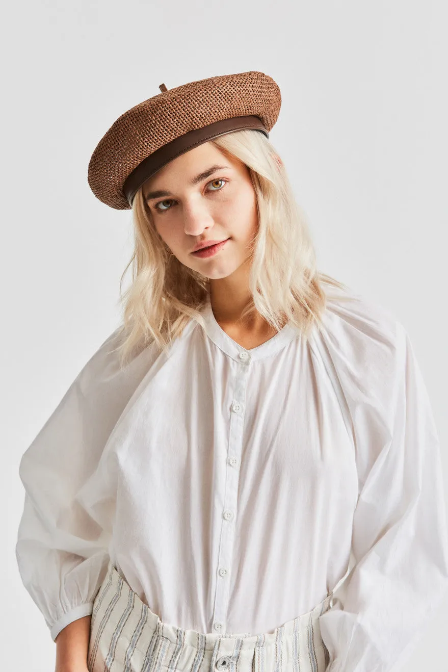 Audrey Straw II Beret - Brown