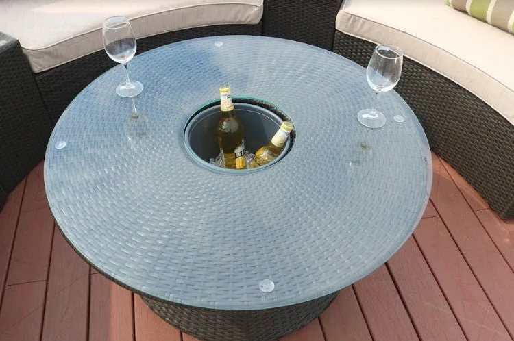 Black Half Moon Outdoor Sectional Set with Ice Bucket