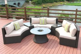 Black Half Moon Outdoor Sectional Set with Ice Bucket