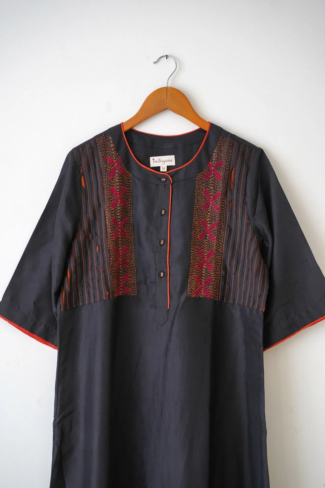 Black Mulberry Silk Embroidered Kurta