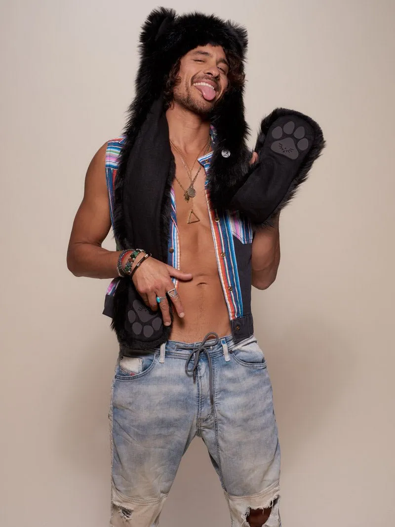 Black Wolf Faux Fur Hood | Men's