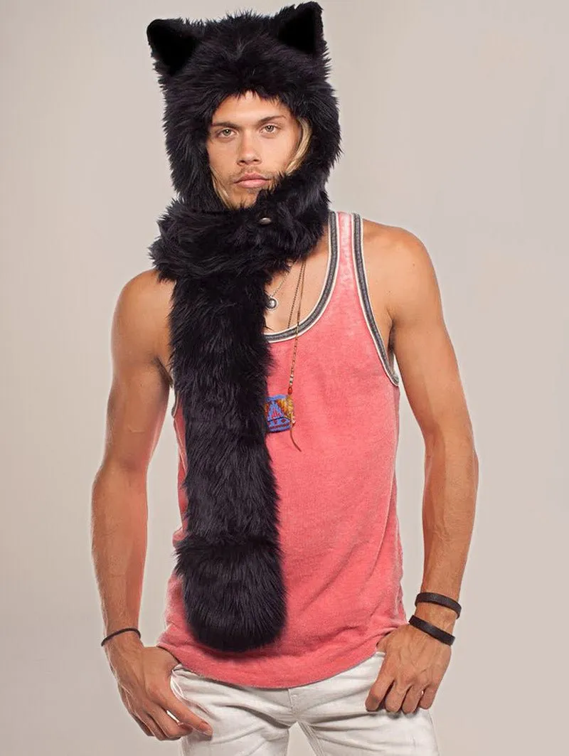 Black Wolf Faux Fur Hood | Men's