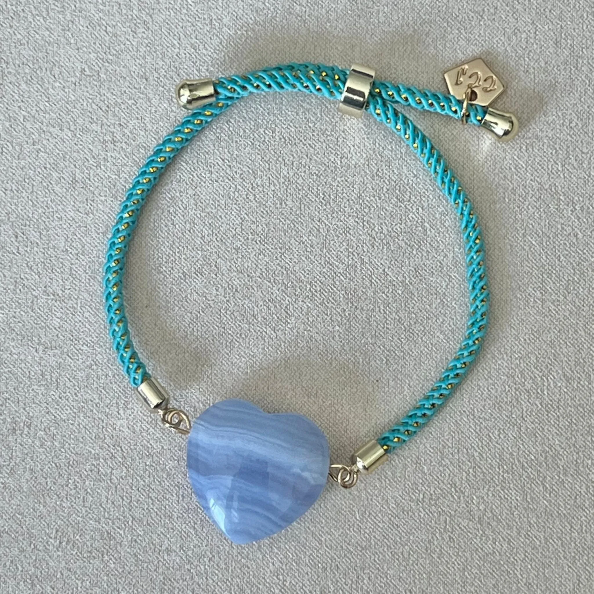 Blue Lace Agate Heart Girl Bracelet