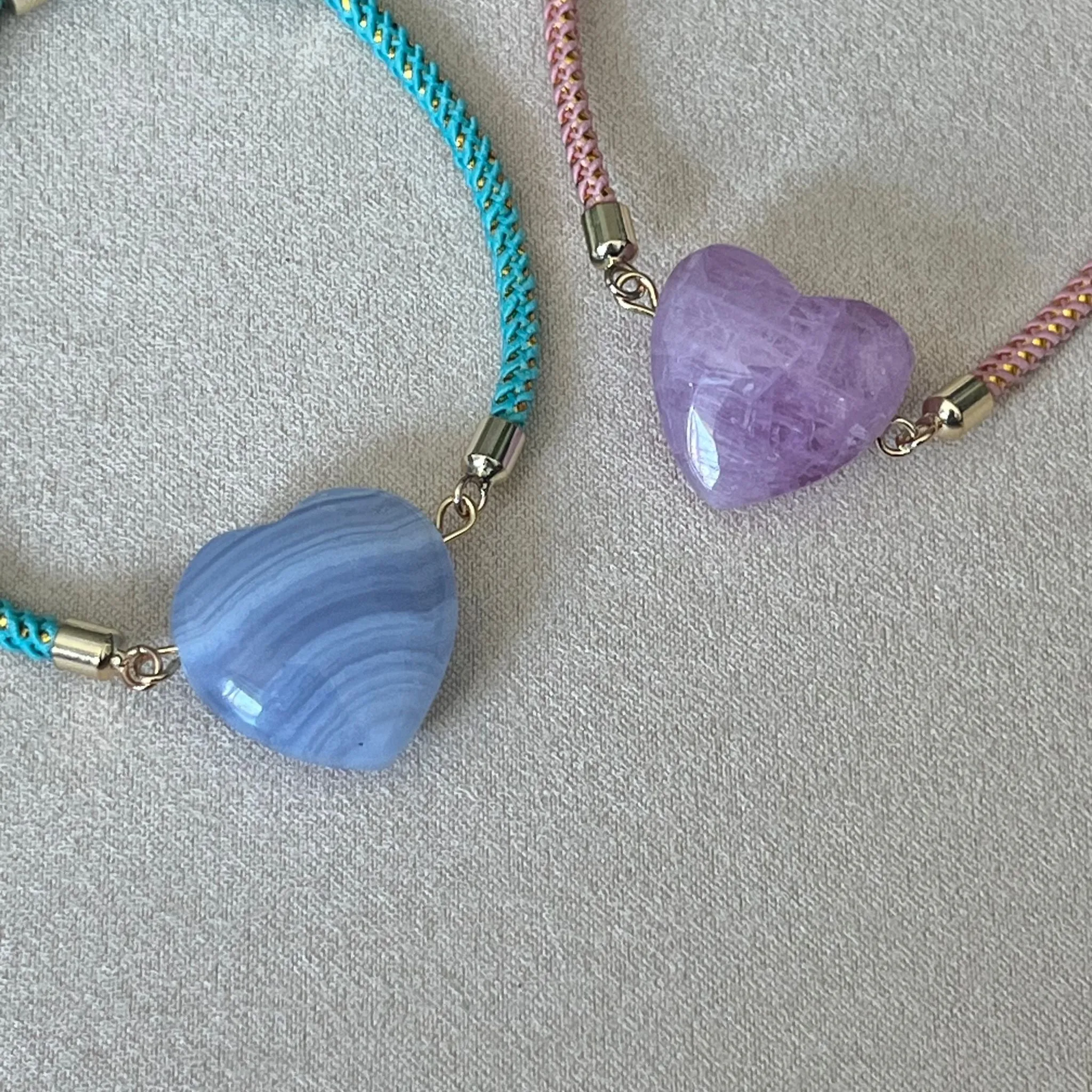 Blue Lace Agate Heart Girl Bracelet