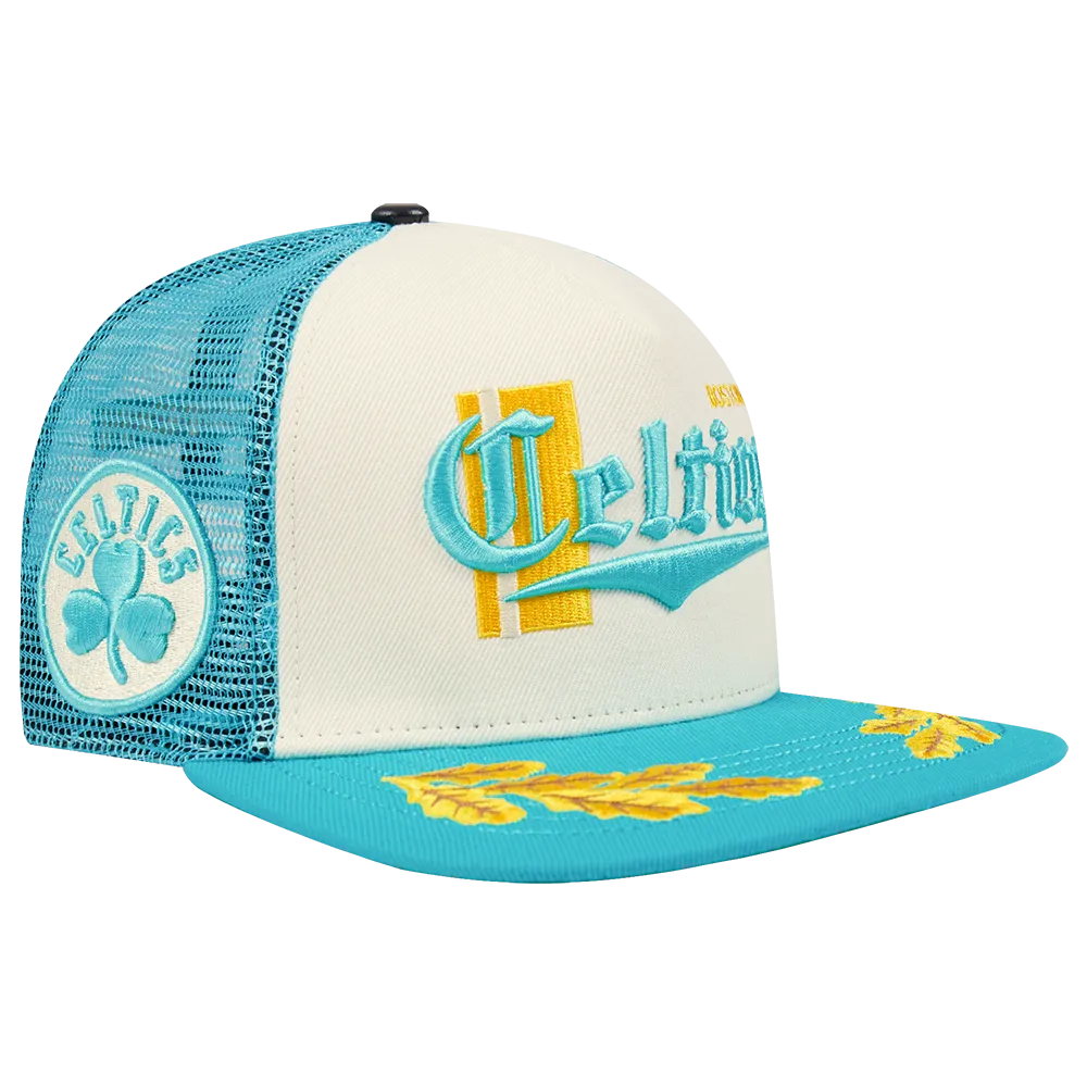 BOSTON CELTICS VISOR ELITE CLASSIC TRUCKER (EGGSHELL/ TEAL)