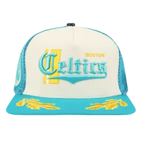 BOSTON CELTICS VISOR ELITE CLASSIC TRUCKER (EGGSHELL/ TEAL)