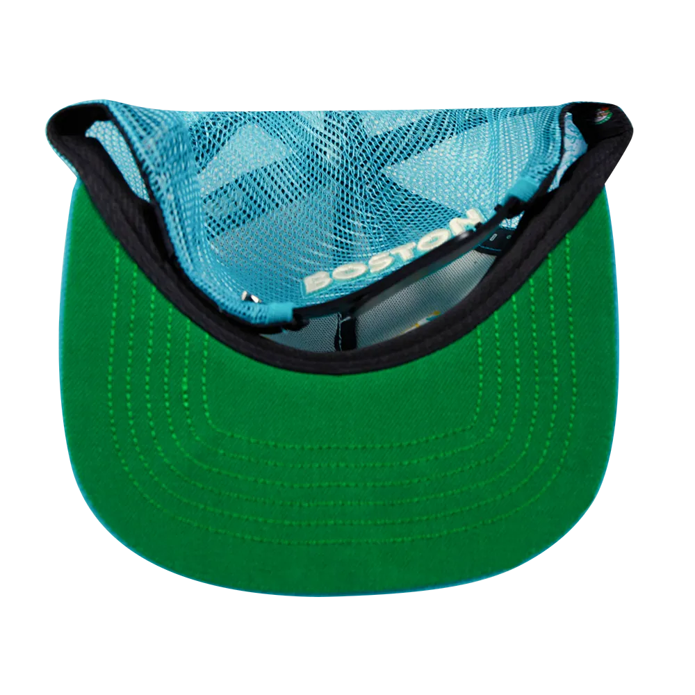 BOSTON CELTICS VISOR ELITE CLASSIC TRUCKER (EGGSHELL/ TEAL)