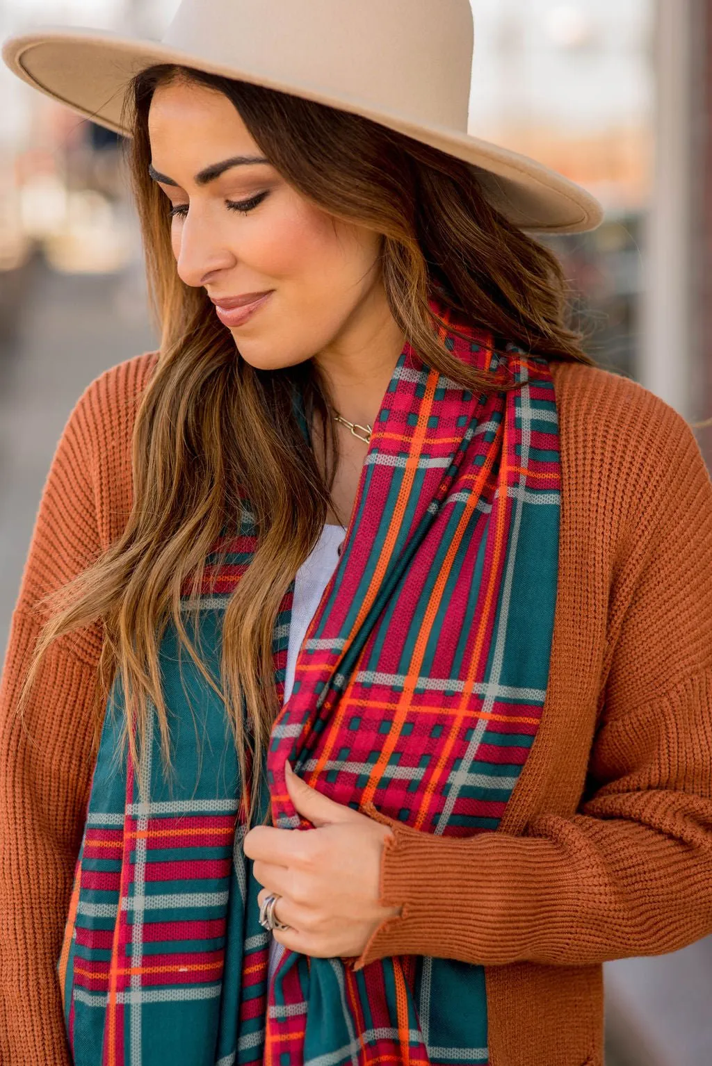 Bright And Bold Plaid Scarf