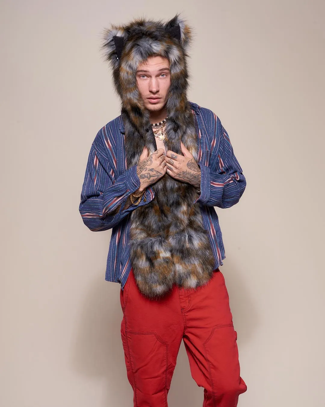 Brindle Wolf Collector Edition Faux Fur Hood | Men's