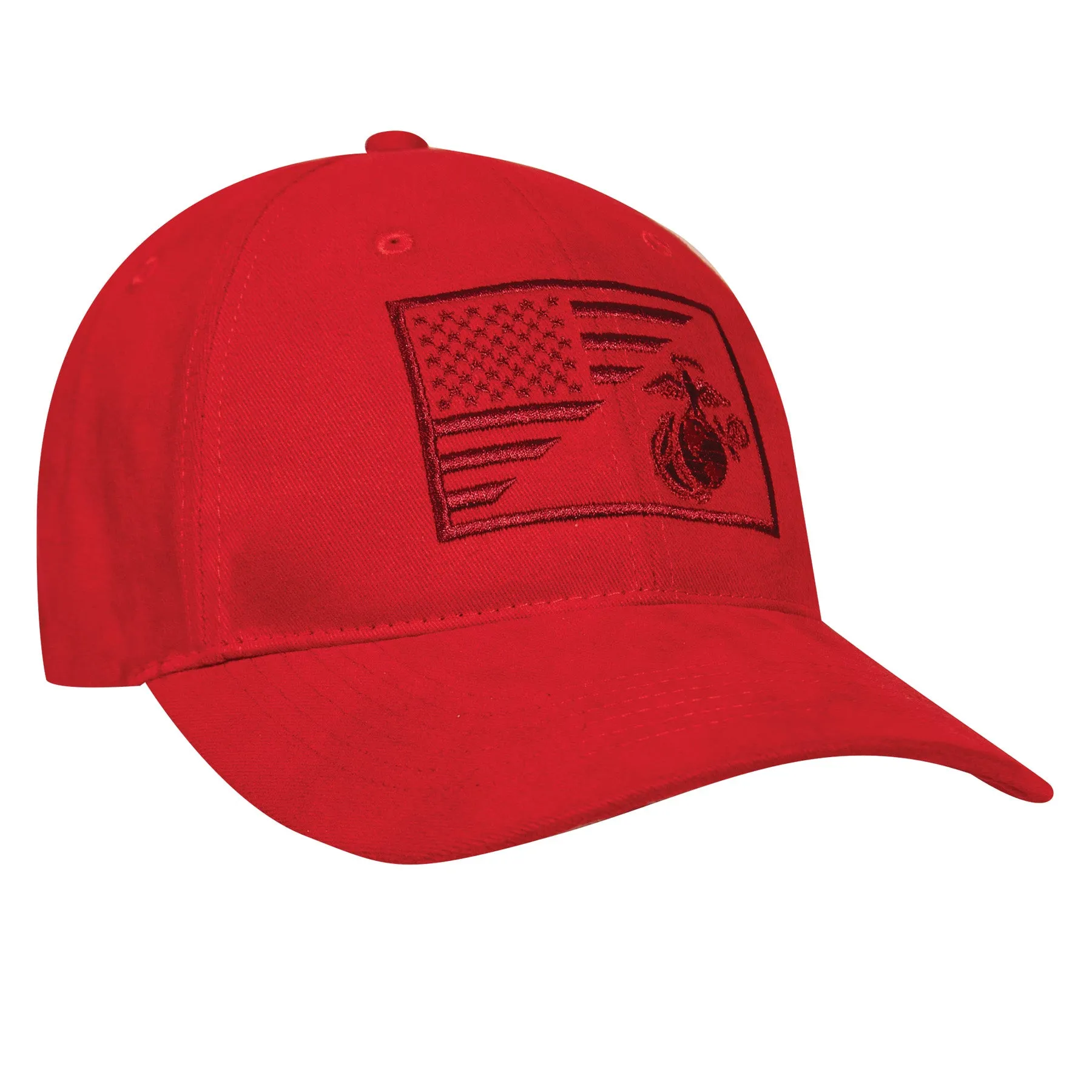 Low Profile USMC Cap with Eagle, Globe & Anchor Emblem and US Flag