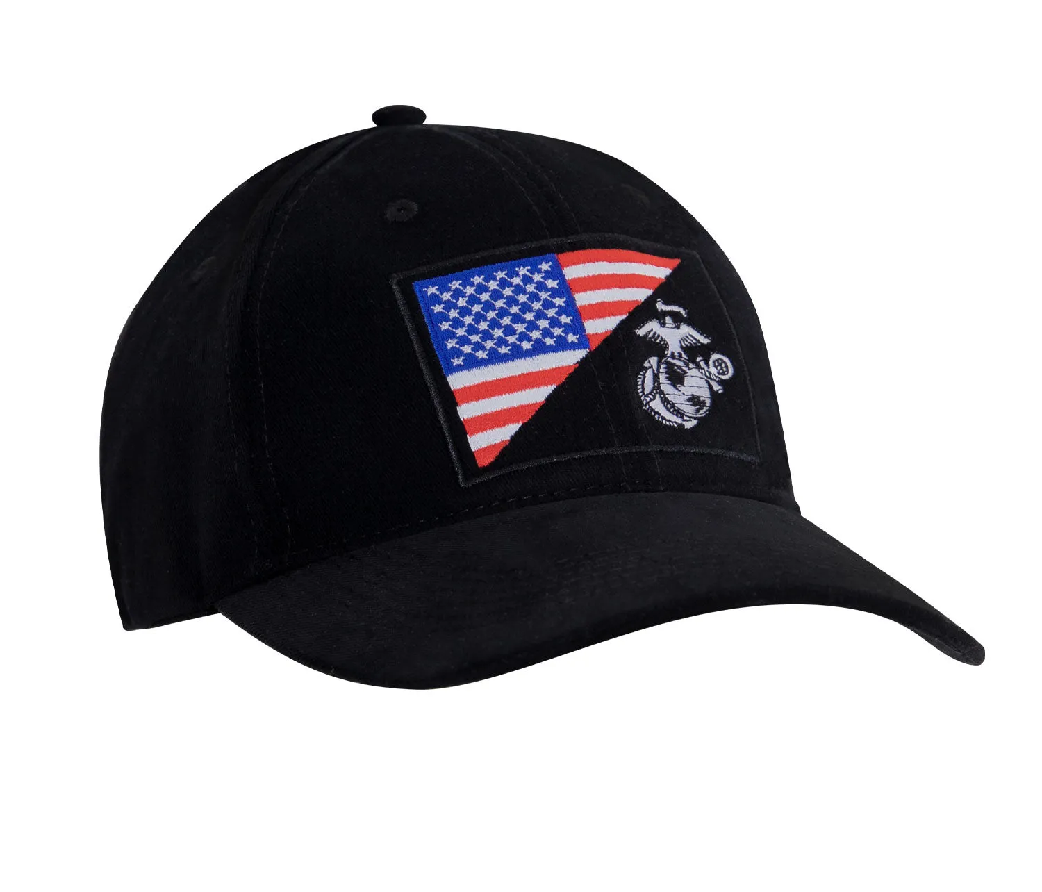 Low Profile USMC Cap with Eagle, Globe & Anchor Emblem and US Flag