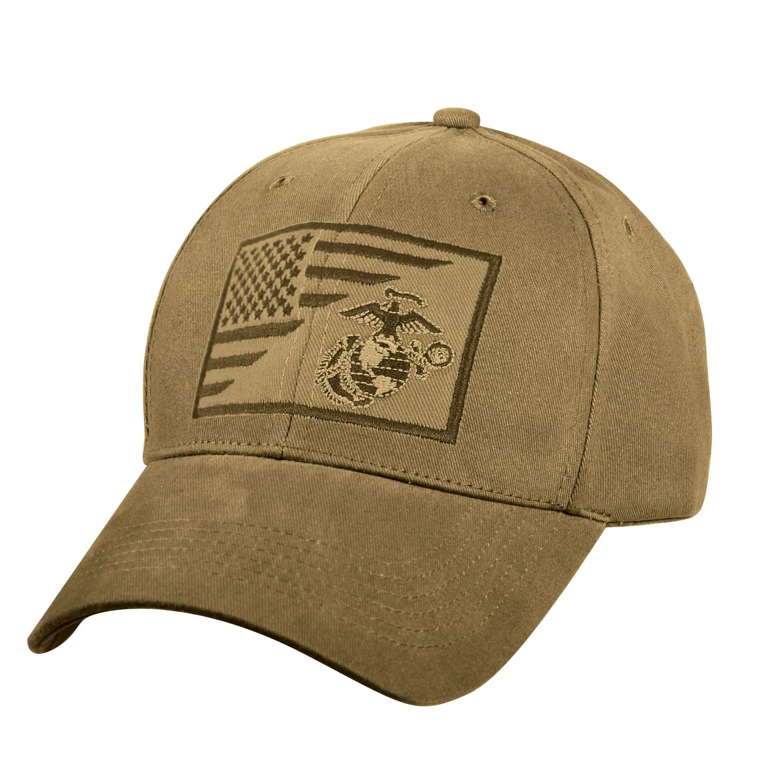 Low Profile USMC Cap with Eagle, Globe & Anchor Emblem and US Flag