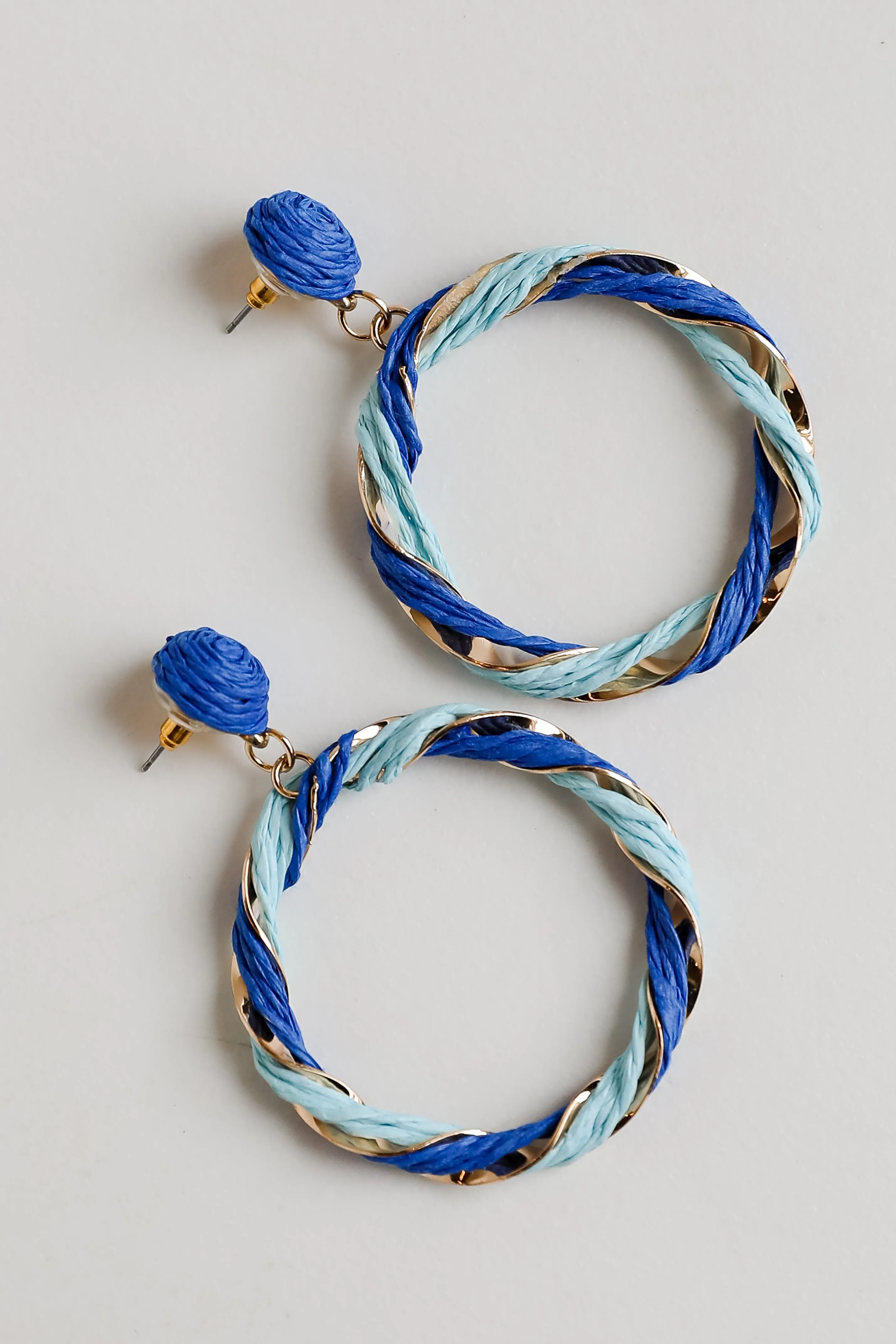 Carmen Blue Straw Circle Statement Earrings