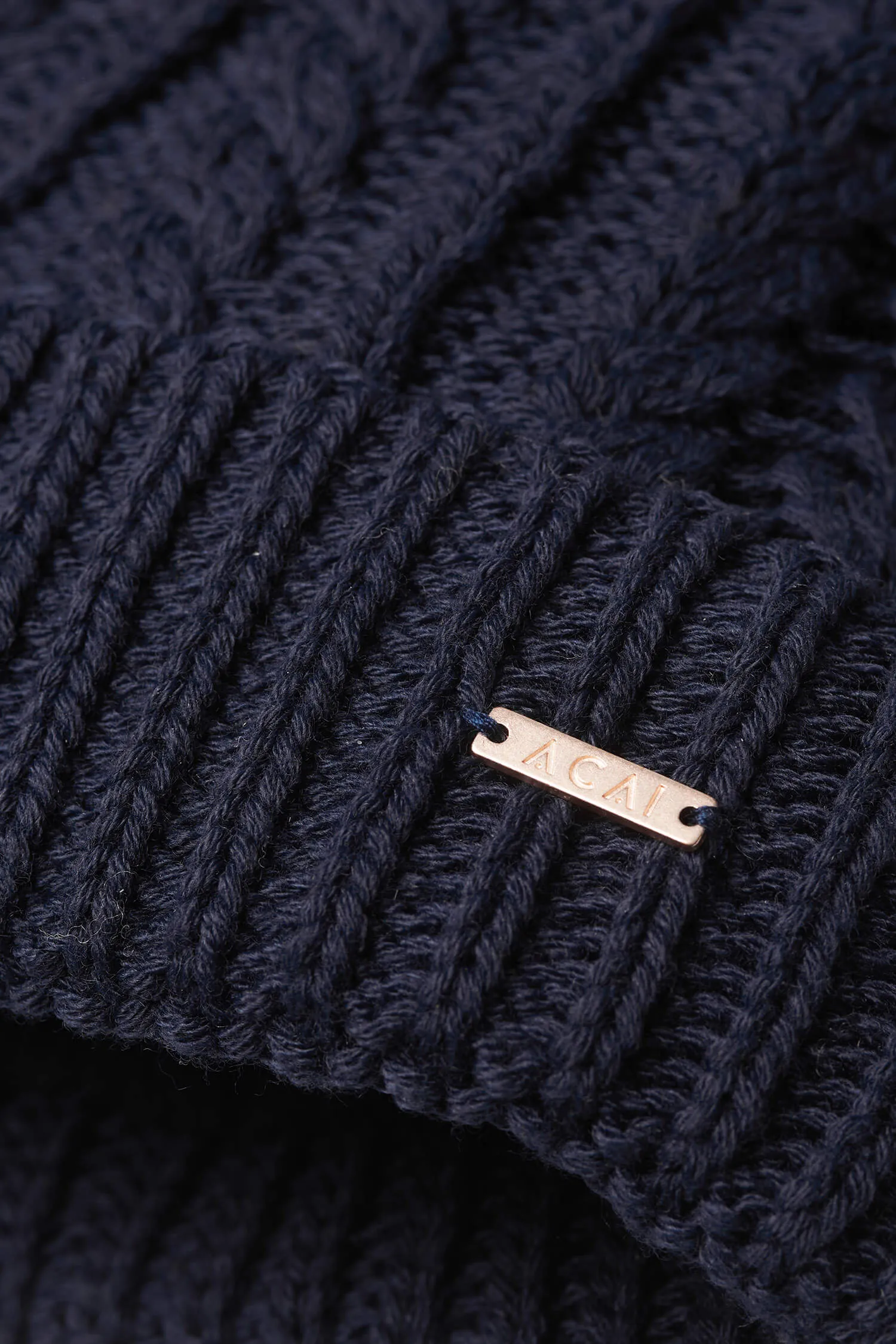 Chunky Knit Bobble Hat - Deep Navy