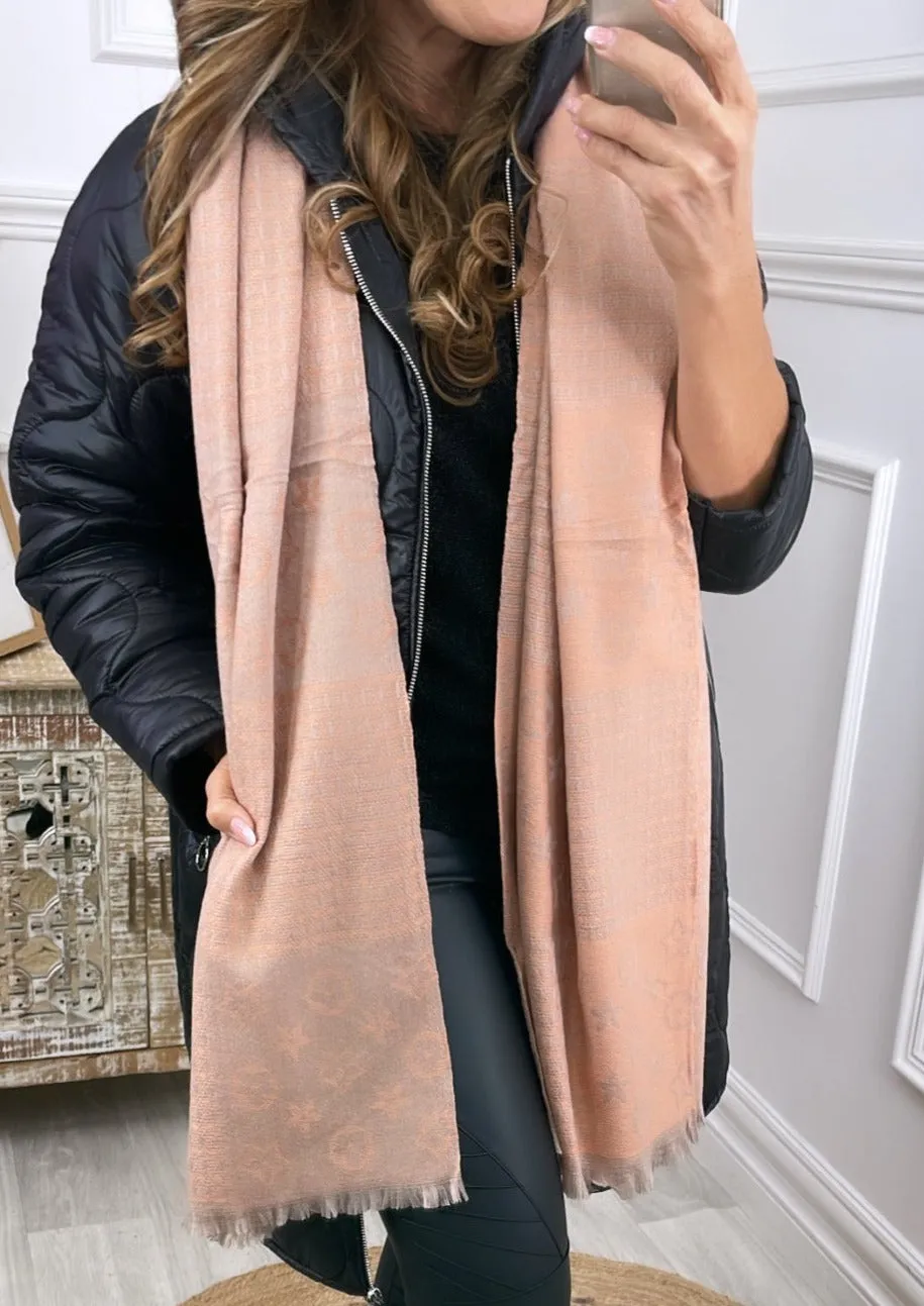 Cindy Salmon Pink Pattern Scarf