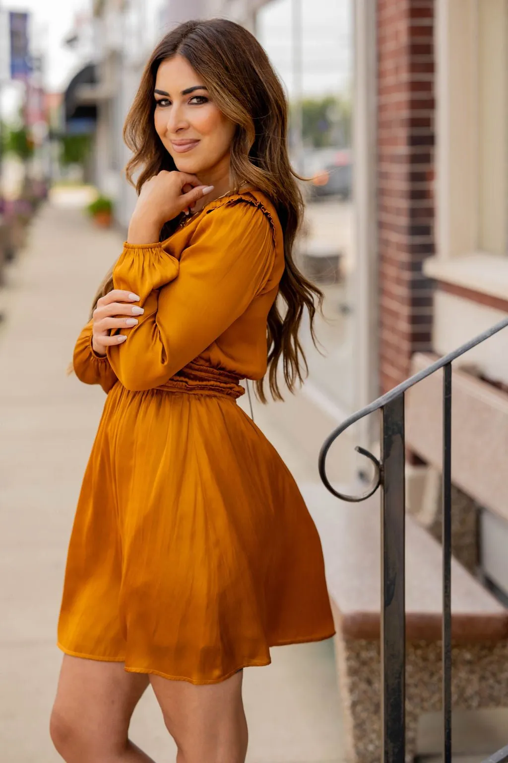 Classic Cinched Long Sleeve Dress