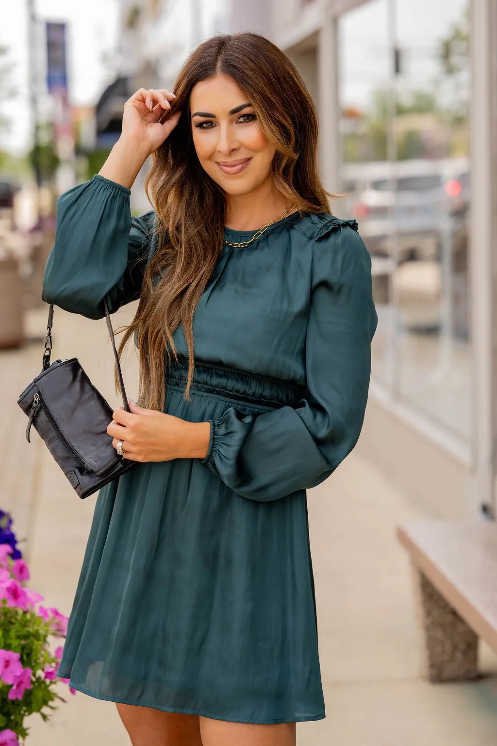 Classic Cinched Long Sleeve Dress