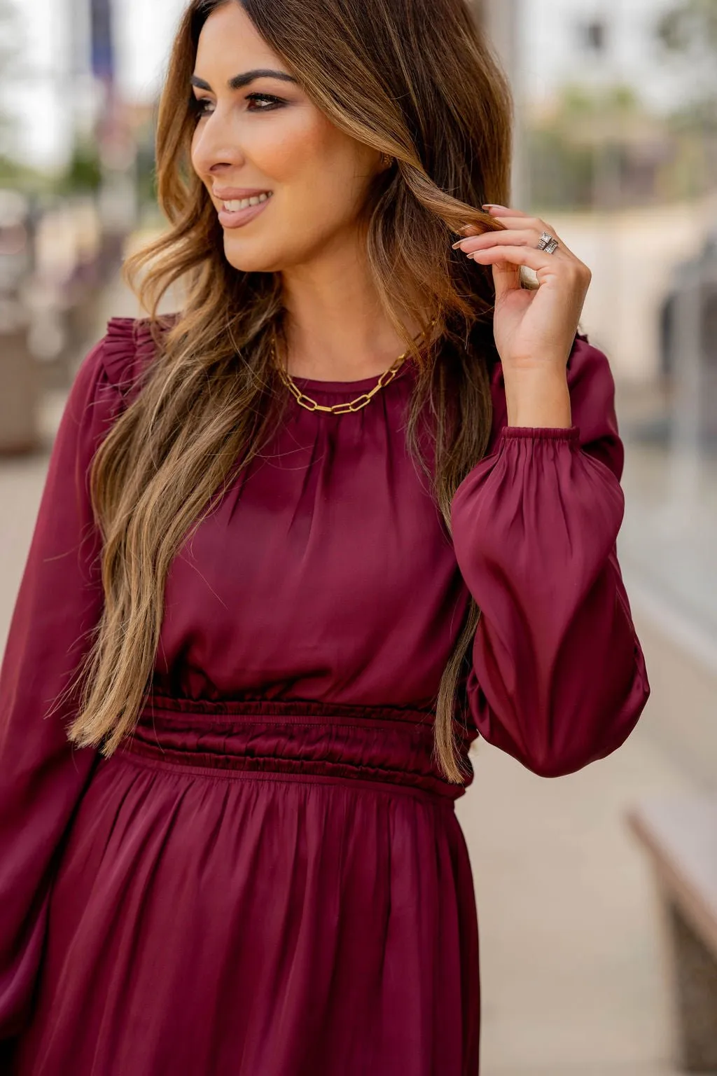 Classic Cinched Long Sleeve Dress