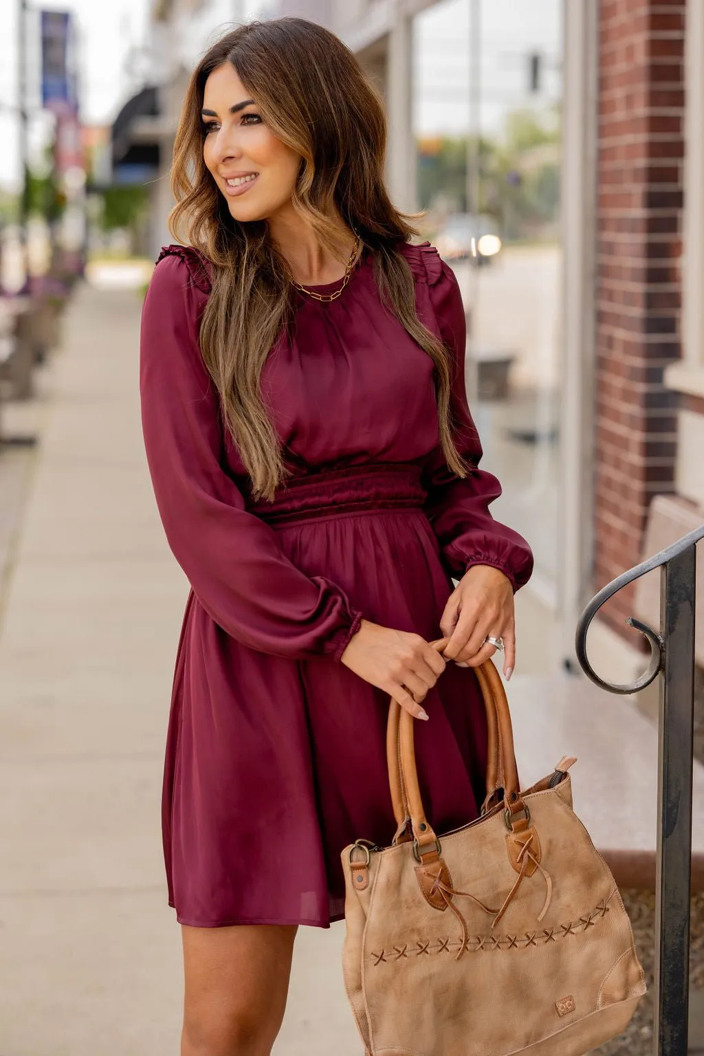 Classic Cinched Long Sleeve Dress