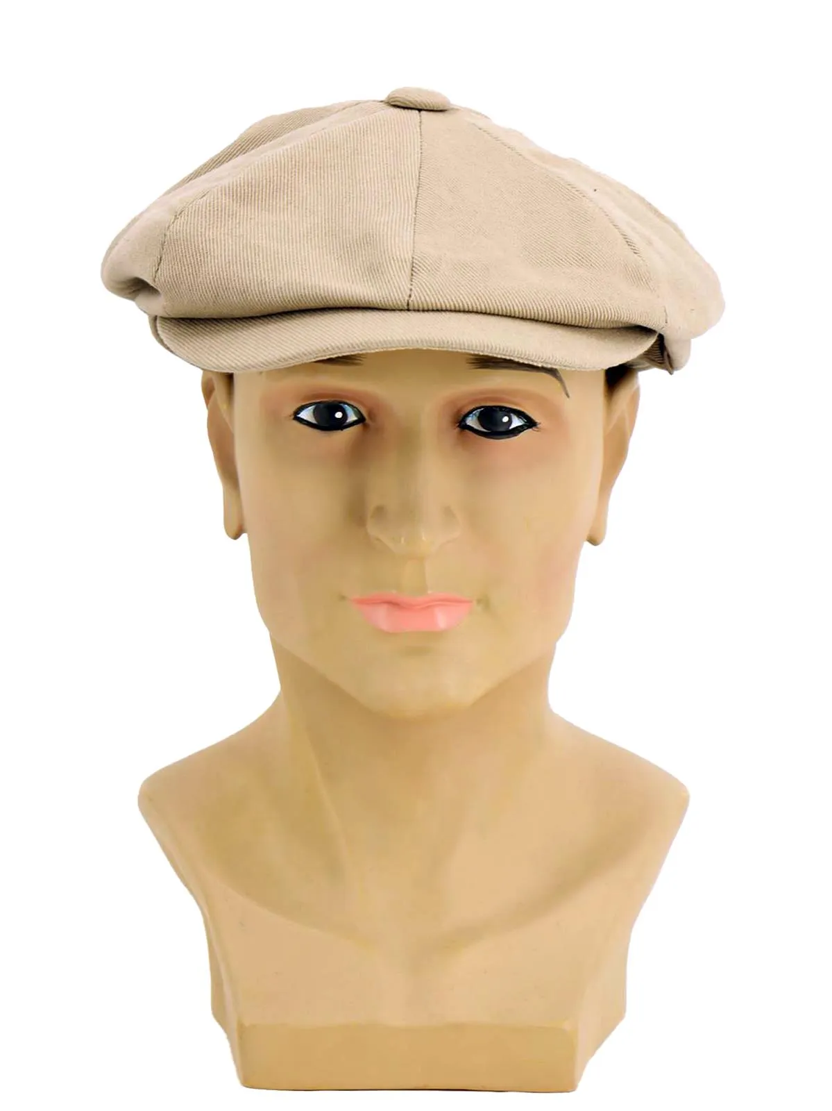 Classic Vintage Style Beige Cotton Newsboy Cap