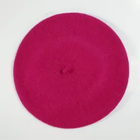 Classic Wool Beret in Magenta