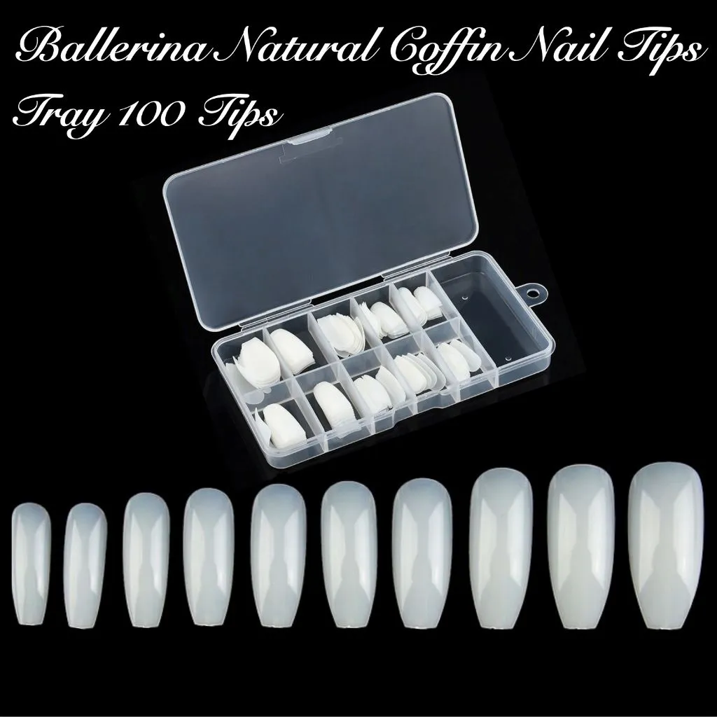 COFFIN Nail Tips - Natural Tray 100ct