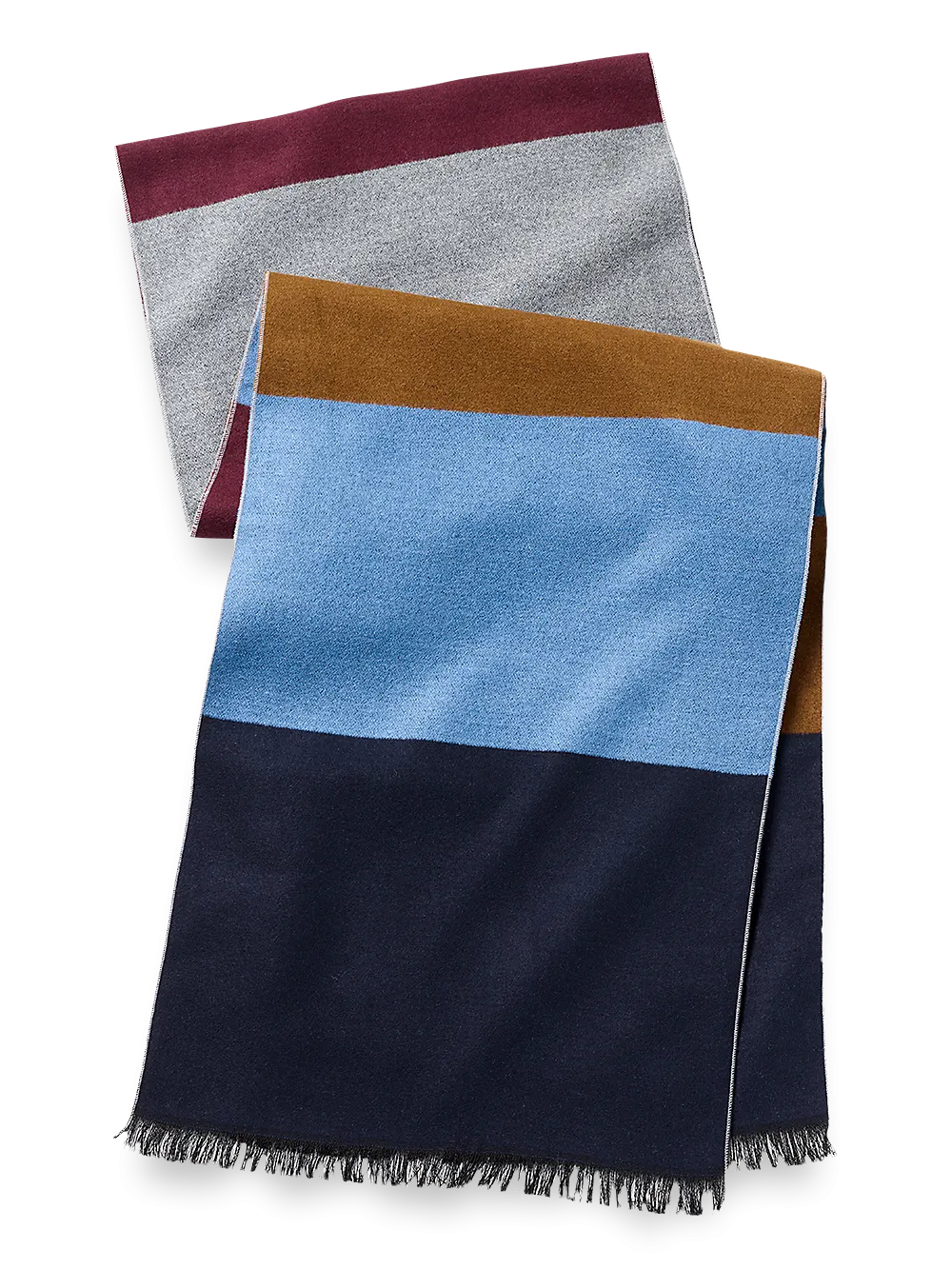 Color Block Brushed Silk Scarf - Navy Multi