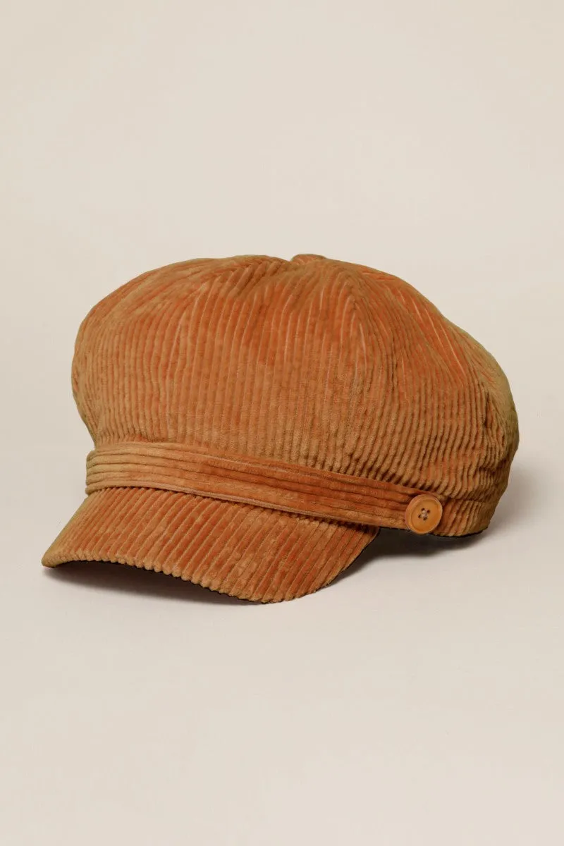 Corduroy Cabbie Hat w/ Buttons