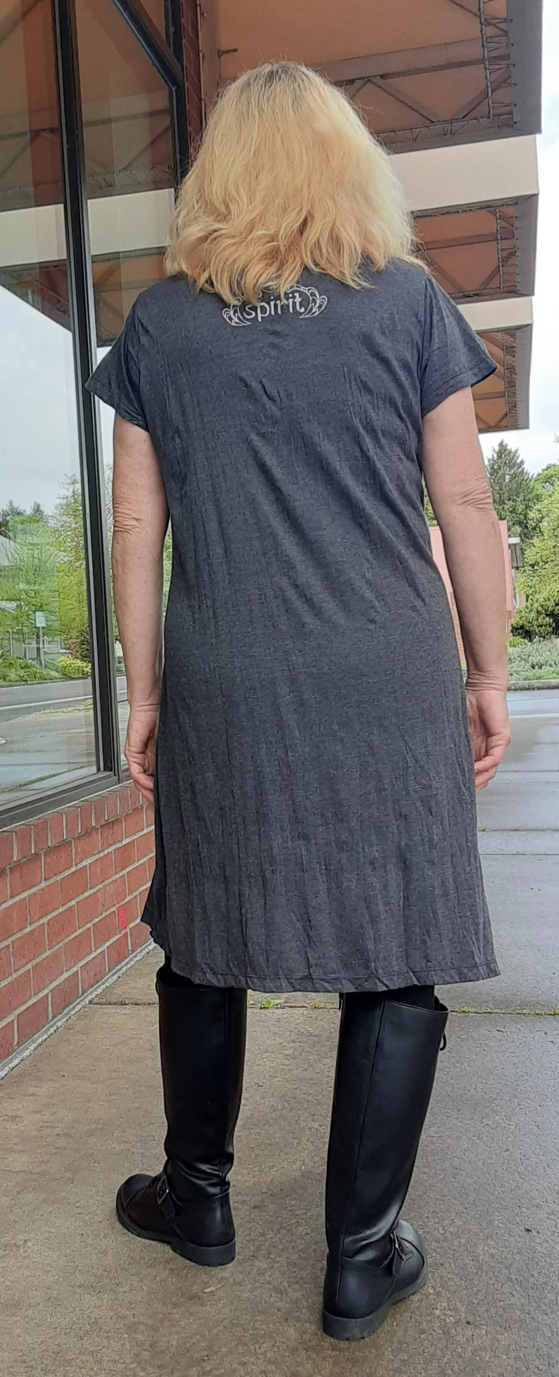 Cotton Tee Shirt Dress ~ Lotus Om Design ~ Two Colors