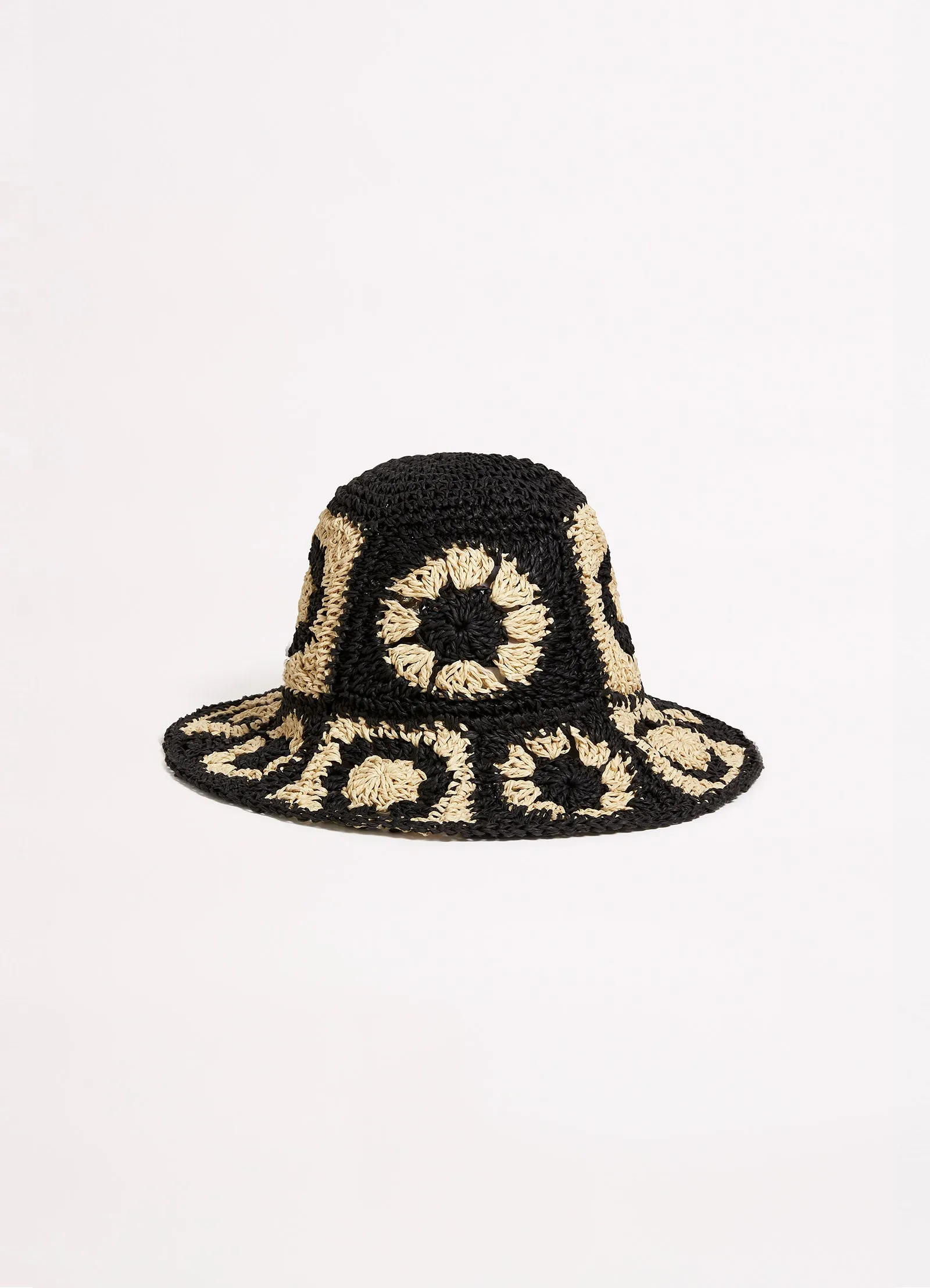 Crochet Hat - Black/Natural