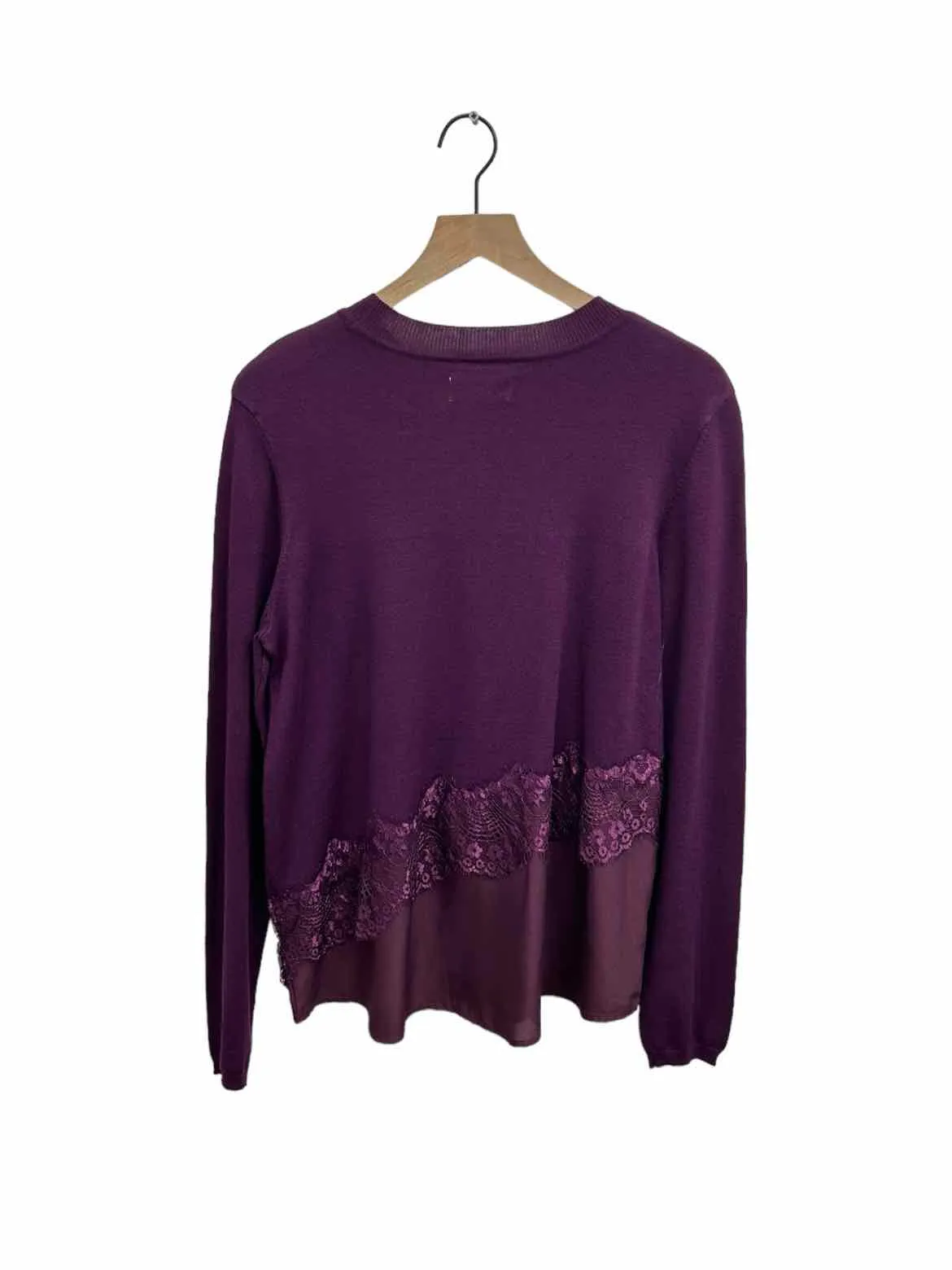 ELLE Purple LACE ACCENT Women Size L Sweater